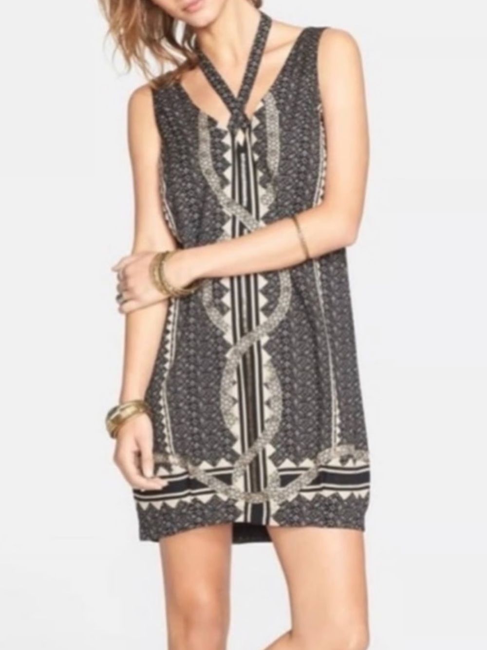 Free People Women Diamonds & Snakes Dress | Size M Black Combo Mini